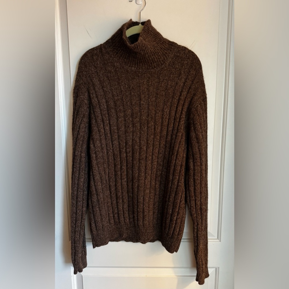 Brooks Brothers Men’s Brown Alpaca Wool Ribbed Turtleneck Sweater Size Large HK